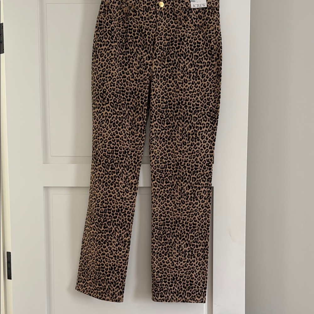 JCrew twill leopard print pants